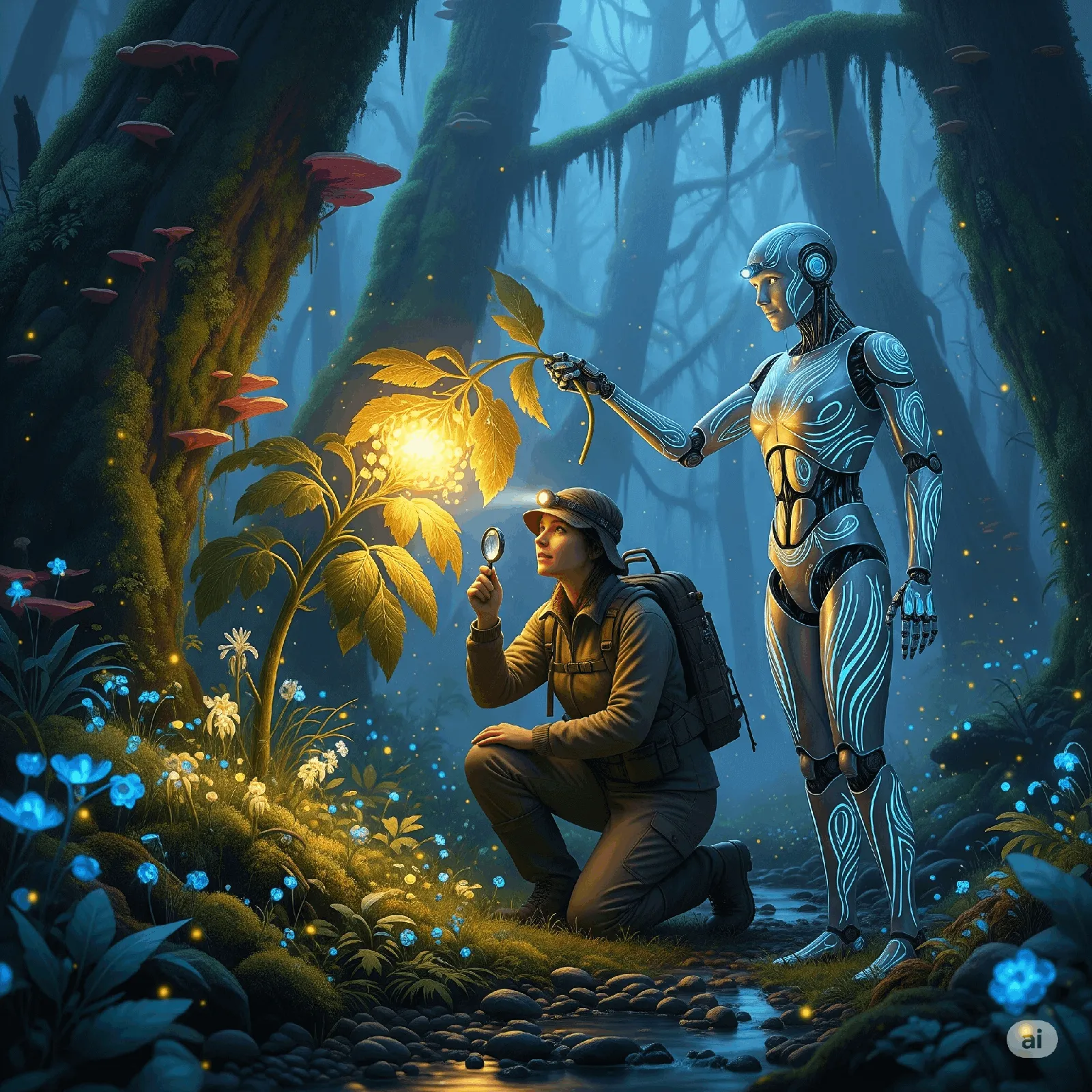 A futuristic image of a robot and a human working together, symbolizing the collaboration between humans and Agentic AI.