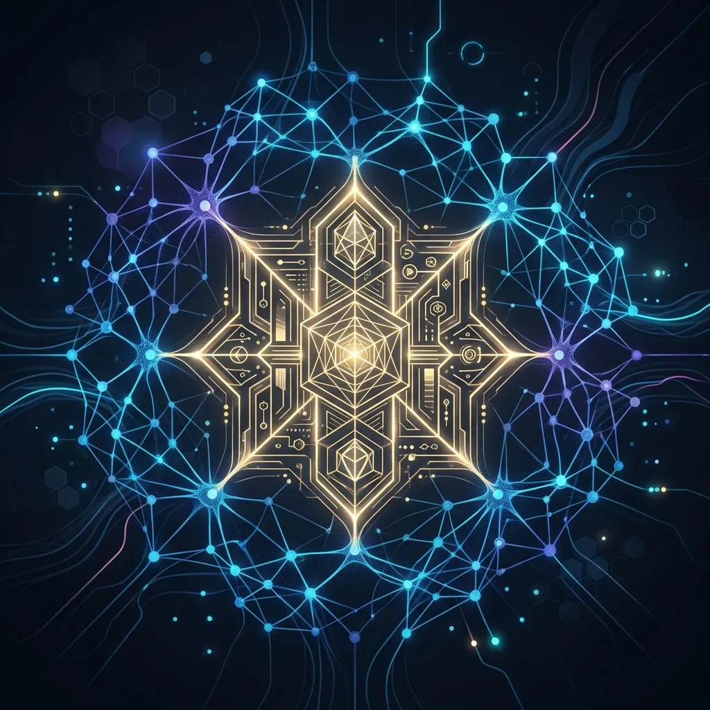 Abstract digital network showing the hidden reasoning space of Claude