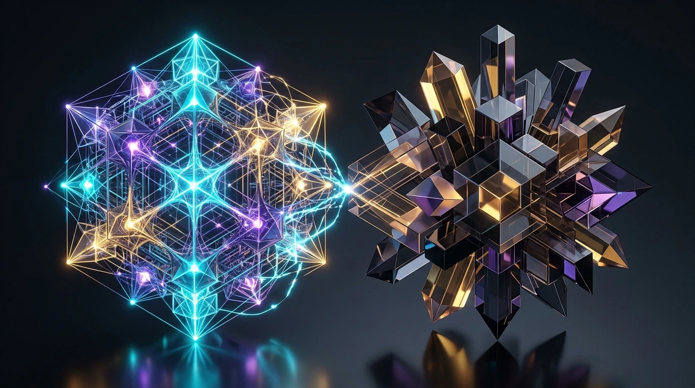 Abstract visualization of frontier AI neural reasoning stress-tested against expert PhD-level knowledge benchmarks in gold and dark slate aesthetics.