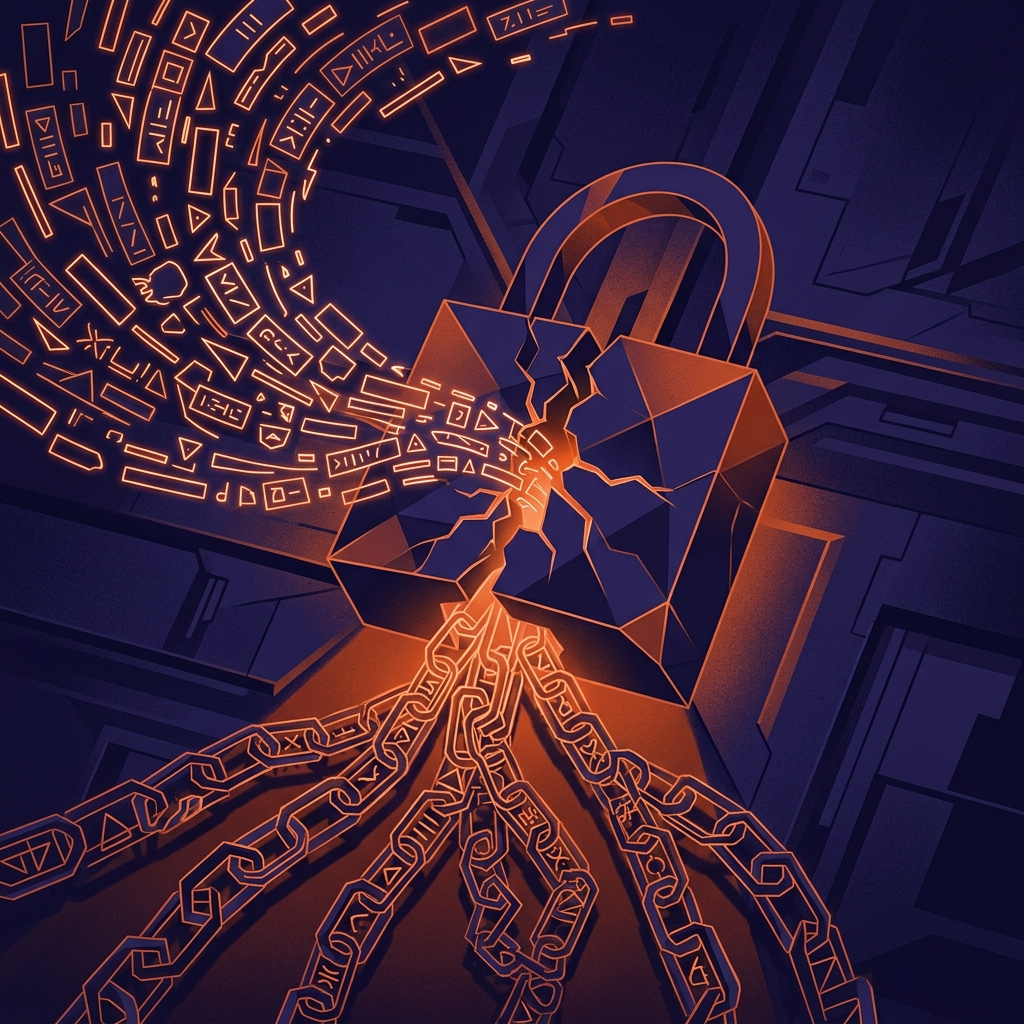 Glowing neural network brain surrounded by hacker code streams and vulnerability scan patterns representing LLMs finding zero-day exploits.