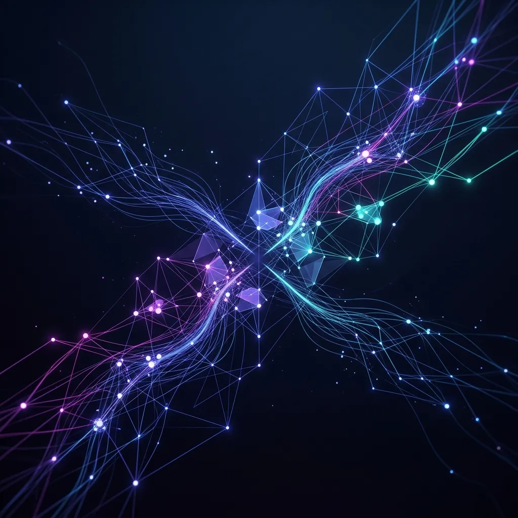 Abstract visualization of secure digital workspace integrations and defense shields for AI agents.