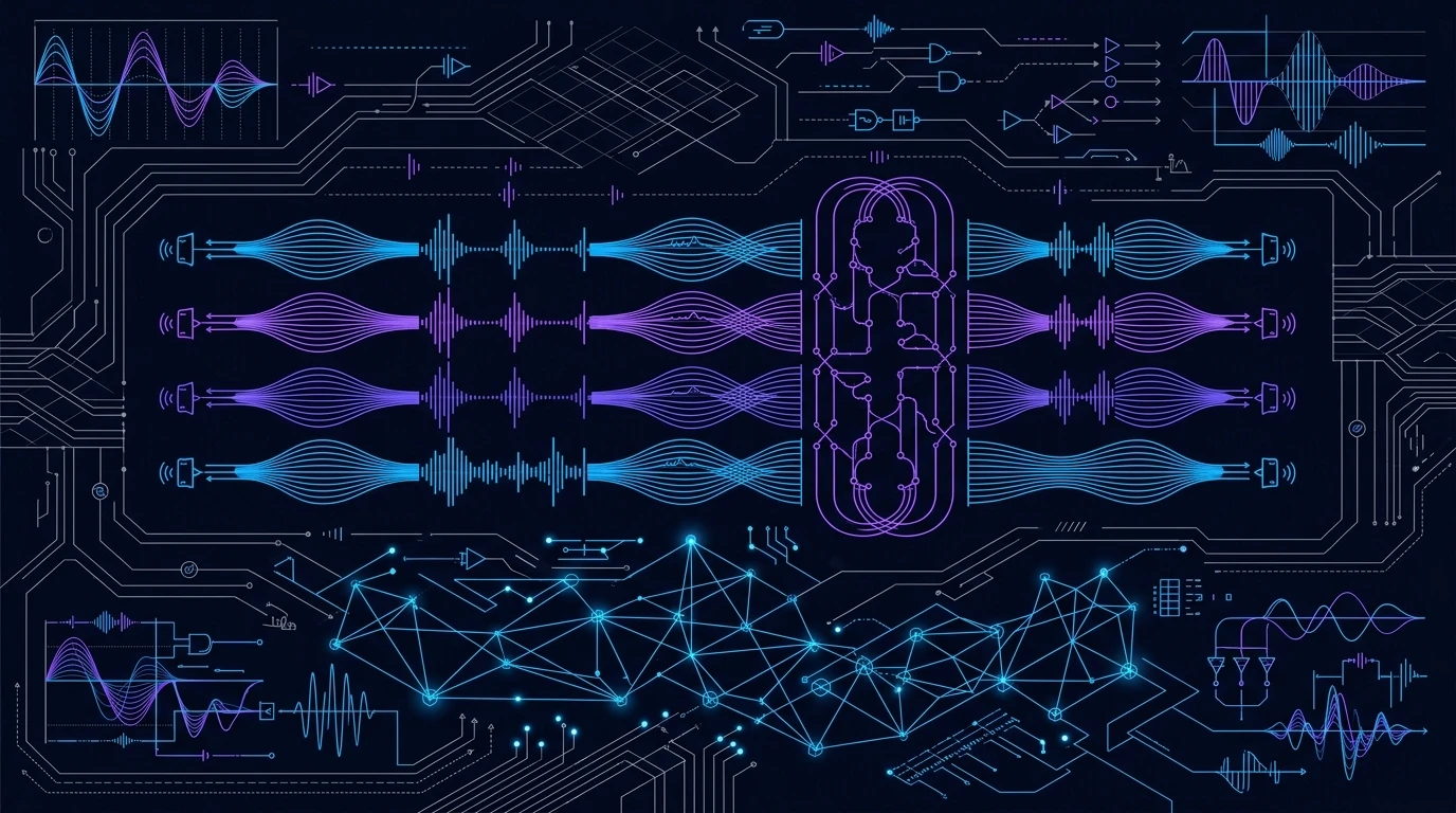 Minimalist dark slate blueprint schematic illustrating Gemini 3.8 Live bidirectional streaming and parallel reasoning architecture.