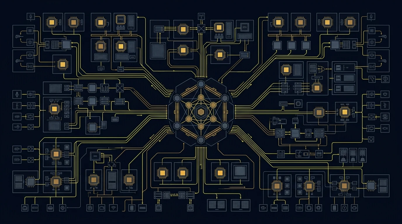 Minimalist dark slate blueprint schematic illustrating Hugging Face Llama Windows edge-to-cloud architecture.